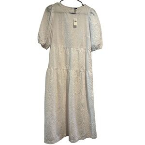 Old Navy NWT White Textured Tiered Midi Dress Size Small